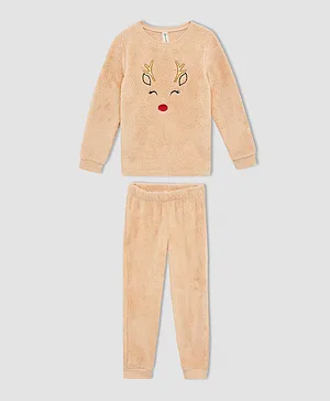 DeFacto Round Neck Nightsuit - Beige