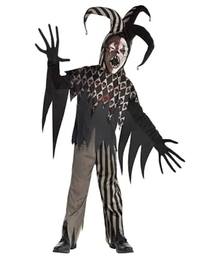 Party Centre Child Twisted Jester Costume - Black