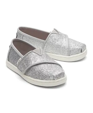 Toms Glimmer Tiny Alpargata Espedrille Shoes - Silver