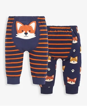 JoJo Maman Bebe 2 Pack Fox Baby Trousers - Navy