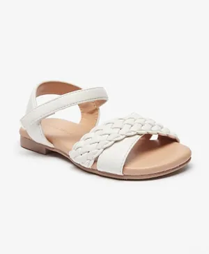 Flora Bella by ShoeExpress Textured Cross Strap Sandals  - White