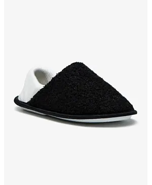 LBL by Shoexpress Textured Slip On Bedroom Mules  -  Black