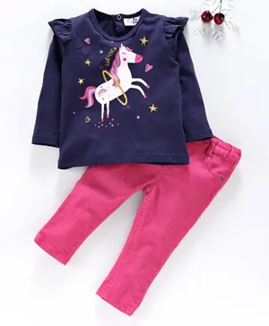 Lily and Jack 2 Piece Set Unicorn Print - Blue and Pink