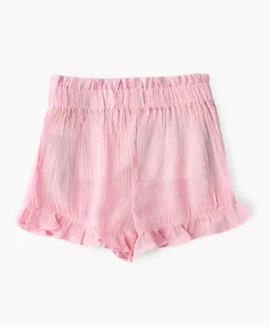 Jelliene Woven Ruffle Shorts - Pink