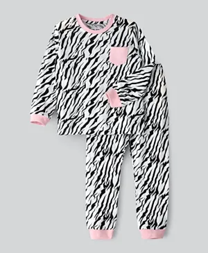 Little Story Zebra Printed Nightsuit - White