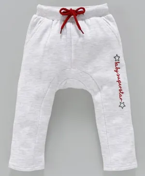 Babyoye Full Length Cotton Poly Diaper Leggings Super Star Embroidery - Light Grey
