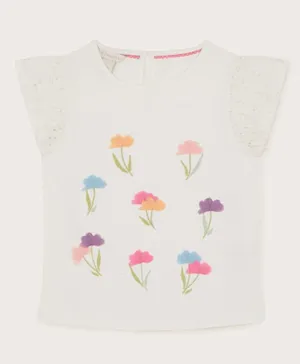 Monsoon Children 3D Floral Embroidered Broderie Top - Ivory