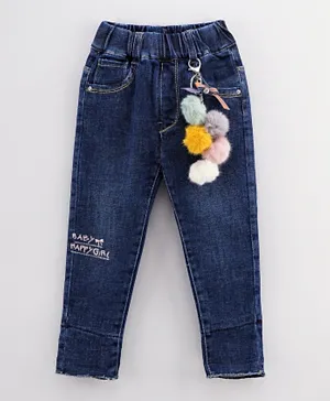 كووكي كيدز جينز بطول كامل للأطفال البنات بطبعة - أزرق