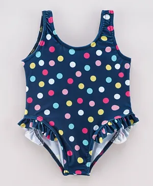 Babyhug V Cut Swim Suit Polka Dot Print - Blue