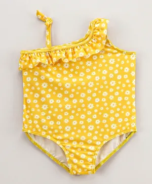 Babyhug V Cut Swim Suit Floral Print - Yellow