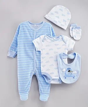Rock a Bye Baby 5Pc Car Velour Multipack - Baby Blue