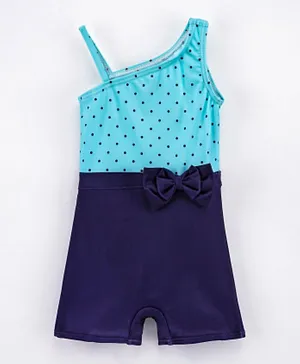 Babyhug Sleeveless Legged Swimsuit Polka Dot Print - Blue