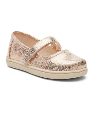 Toms Crackle Foil Tiny Mary Jane Velcro Ballerinas - Gold