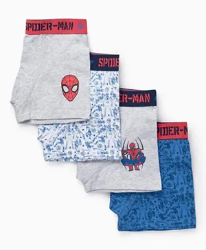 Zippy 4 Pack Spider-Man Printed Boxer Shorts -Grey/White/Dark Blue