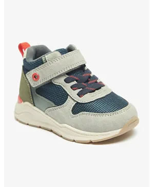 LBL by Shoexpress Colourblock High Top Sneakers with Velcro Closure - Grey