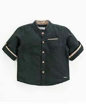 Babyoye Cotton Linen Full Sleeves Solid Shirt - Green