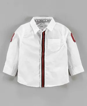 Babyoye Full Sleeves Cotton Shirt Letter Print - White