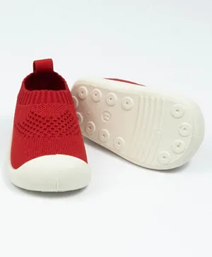 Babyqlo Crown Mesh Plain Soft-Top Shoes - Red