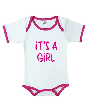 Cheeky Micky It's A Girl Cotton Bodysuit - White