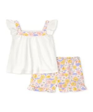 The Children's Place Floral Printed Top with Shorts Set - White