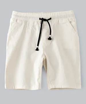 Jam Elastic Waist Side Pockets Shorts - Cream