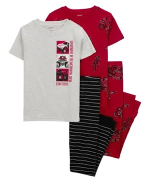 Carter's 4-Piece Monster Truck Cotton Blend Pyjamas - Red/Black/White