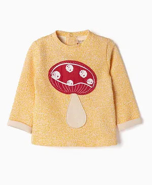 Zippy Mushroom Printed Pullover Sweater - Golden