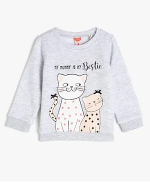 Koton Cat Graphic Sweatshirt - Grey