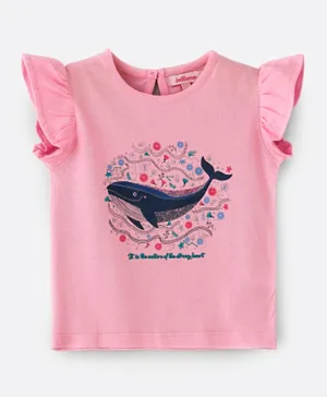 Jelliene Shark Printed Knitted Top - Pink