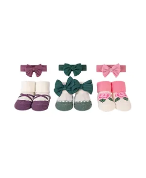 Hudson Childrenswear 3-Pack Floral Ballerina Headbands & Socks Giftset - Multicolor