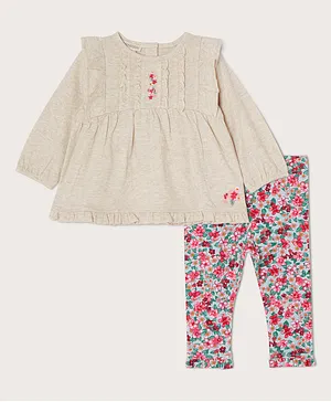 Monsoon Children Jersey Floral Top and Pants Set - Multicolor