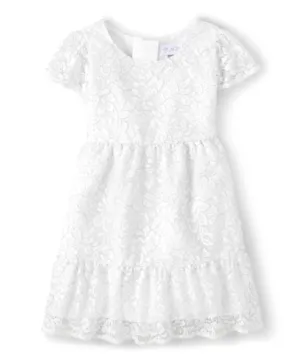 The Children's Place Solid Lace Dress - White