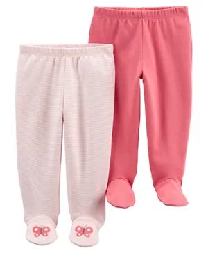 OshKosh B'Gosh 2-Pack Cotton Footed Pants - Pink