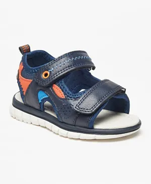 LBL by Shoexpress Colorblock Hook & Loop Closure Floater Sandals - Navy Blue