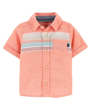 OshKosh B'Gosh Striped Button Front Shirt - Peach