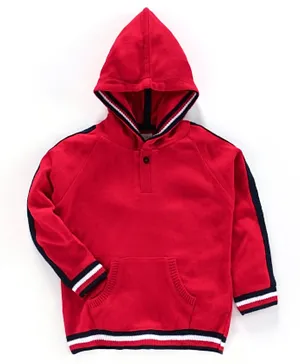 Babyoye Acrylic Basic Hooded Sweaters - Red
