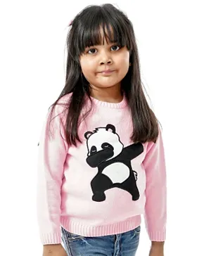 Babyhug Full Sleeves Sweater Panda Embroidery - Pink