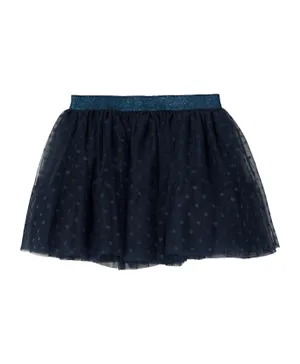 Name It All Over Printed Polka Dots Skirt - Dark Blue