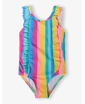 Minoti Striped Frill Detail Swimsuit - MultiColoured