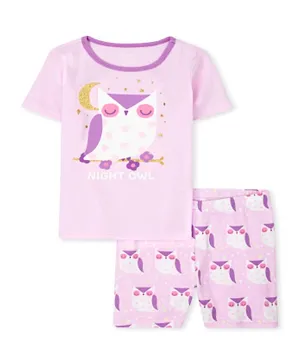 The Children's Place Glitter Owl Printed Nightsuit - Lilac Haze