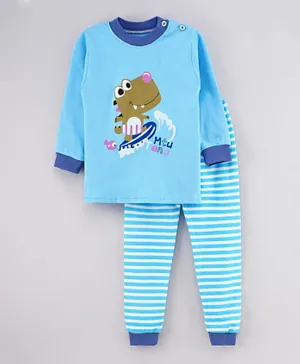 Lamar Baby Crocodile Print Long Sleeve Pajama Set - Blue
