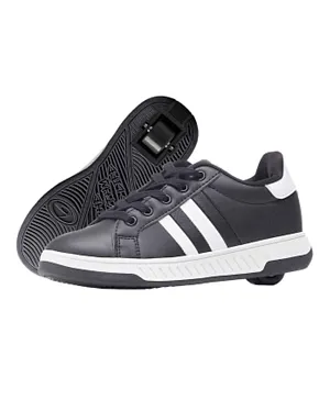 Breezy Rollers 2 Stripes Lace Up Shoes With Wheels - Black