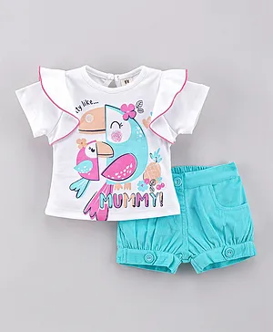 ToffyHouse Half Sleeves Top & Shorts Set - White