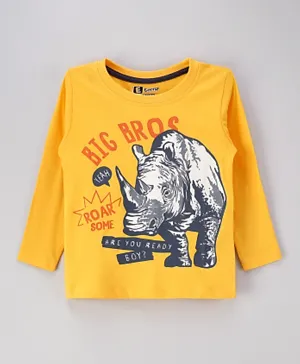 Eteenz Full Sleeves T-Shirt Rock Star Print - Yellow