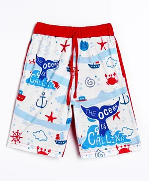 Eteenz Printed Shorts - Red