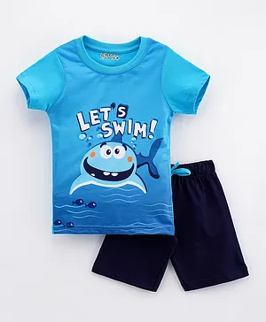 Eteenz Half Sleeves T-Shirt and Bottomwear - Blue
