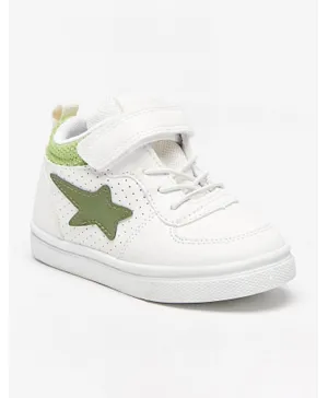 LBL by Shoexpress Star Applique Detail Sneakers with Velcro Closure - White