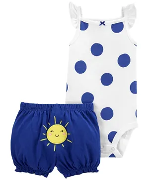 Carter's 2 Piece Polka Dot Bodysuit & Short Set - Blue
