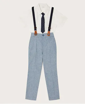 Monsoon Children Nathan 4 Pieces Shirt And Pants Set - Grey And White