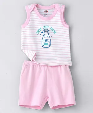 Zero Sleeveless T-Shirt & Bottomwear Set - Pink